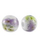 Ceramic bead round 8mm White-lilac purple